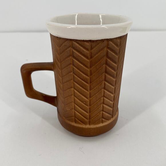 Miramar of California MCM vintage coffee mug brown herringbone pattern - Picture 4 of 6